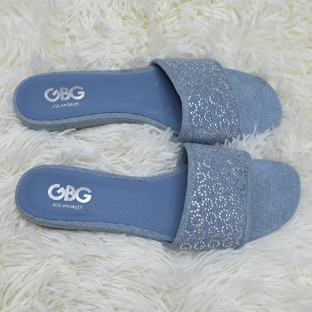 GBG Los Angeles Light Blue Slide Sandals